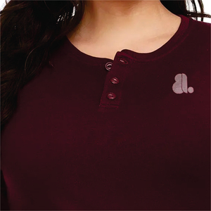 <b>Women's</b> Solid Color Crew Neck Long Sleeve <b>Henley</b> T-<b>Shirt</b> Buttons Regular Fit Casual Nonwoven Top 100% Cotton Plain Dyed Logo - Product Image 4