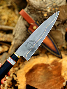 Cuchillo de Chef de Acero Damasco y Cobre Hecho a Mano, Personalizado, de Alta Gama, con Mango de Resina, Ambidiestro, 3mm de Grosor, Afilado como una Navaja, 6 Pulgadas - Product Image 2
