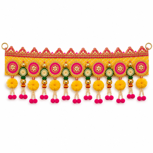 Traditional Indian Door Toran Decoration with Colorful Tassels and Embroidered Hanging for Festive Home Entrance Decor - Product Image 2