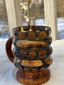 Hand Engraved Wooden Mug Custom Barrel <b>Cup</b> Vintage Coffee Tea <b>Cup</b> Fathers Day Gift <b>One</b> of a Kind Handmade Drink <b>Cup</b> polished - Product Image 4