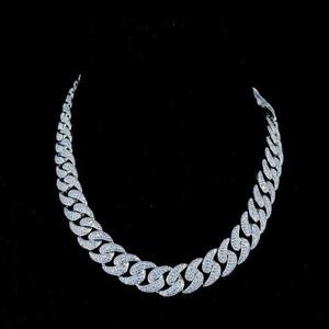 Collier chaîne cubaine Moissanite Iced Out, coupe brillante ronde, plaqué or, chaîne à maillons en argent 925 pour hommes et femmes - Product Image 3