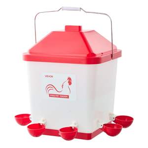 Abreuvoir automatique pour poulets de 5 gallons, 6 ports d'eau, matériau PP, remplissage par gravité, anneau en caoutchouc scellé, poignée, conception étanche, abreuvoirs - Product Image 1