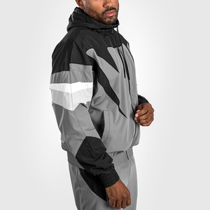 Custom Unisex Nylon Hooded Sporty Leopard Jogger Sets Breathable Two-Piece Windbreaker Track Suit Zip-Up <b>Jacket</b> <b>Patchwork</b> - Product Image 5