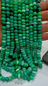 Perles d'Opale Verte Gemme Rondelle Lisses et Simples 7-10mm Vendues par Fil de 8 Pouces - Product Image 4