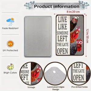 Targa Vintage in Latta, Decorazione Creativa per la Casa, Regalo a Tema Pollo, Recinzione da Fattoria per Cucina e Bagno - Product Image 3