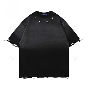 Camiseta Extra Grande para Hombre, 100% Algodón, Estilo Retro, Impresión DTG, Logotipo Personalizado, Lavado Ácido, Vintage - Product Image 1
