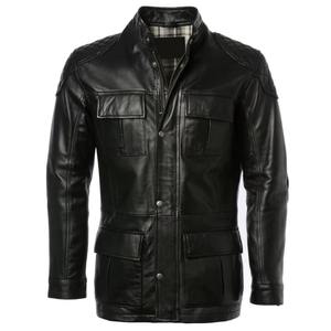 Chaqueta Acolchada con Capucha Unisex de Cuero Auténtico, Tejido de Lona, Resistente al Viento, Estilo Motociclista, de Alta Calidad - Product Image 1
