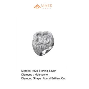 <b>Mens</b> <b>Silver</b> Tone Moissanite Clover <b>Ring</b> Luxury Hip Hop Statement Jewelry Fashion <b>Ring</b> for <b>Men</b> Anniversary Engagement Gift - Product Image 6