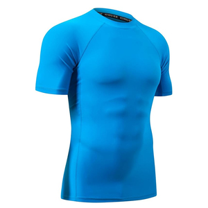 OEM Men Rash Guard T <b>Shirt</b> <b>Compression</b> Short Sleeve Swim <b>Shirt</b> UV Protection Custom Logo Wholesale Bulk - Product Image 4
