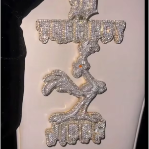 Pendentif GRA certifié en moissanite glacée, motif dessin animé 3D, pour homme, personnalisé, style hip-hop, pour soirée, en argent 925 plaqué or, chaîne VVS, bijoux fins - Product Image 1