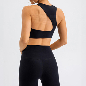 European American <b>Cross</b>-Border High-Waisted 2-Piece Yoga Set Slimming Fitness Clothing Solid Print Breathable Sweat-Wicking - Product Image 4