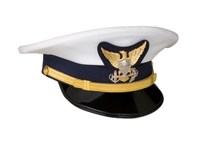 Premium White Crown Ceremonial Dress Cap with Gold Bullion Embroidery, Braided Strap and Black Visor Premium - Product Image 3