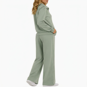 Ensembles de survêtements 2 pièces personnalisés pour femmes, en tricot à manches longues, pour le sport et les loisirs, tenues d'hiver pour usage décontracté et en salle de sport - Product Image 4