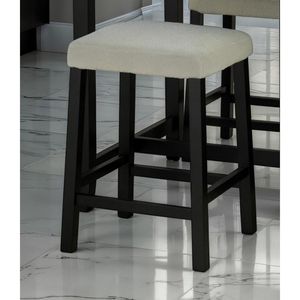 Transitional 3pc Dining Room Set Gloss <b>Table</b> Top with Storage Shelves 2 <b>Side</b> Stools in Black Ivory <b>White</b> - Product Image 4