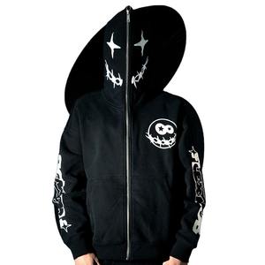 Color Simple Plain Full Face Zip Up Hoodies Casual Winter Fashion Custom Face Up Hoodies - Product Image 1