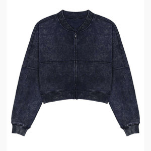 Prix d'usine Hiver Ensemble de survêtement 2 pièces pour femme, coupe courte, délavé à l'acide, avec fermeture éclair, 100% Coton respirant, Vente en gros - Product Image 5