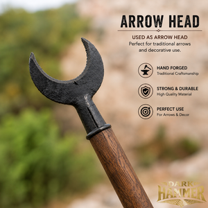 Punta de flecha de hierro forjado a mano con diseño de luna creciente - Product Image 3