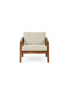 Modern Upholstered <b>Armchair</b> with <b>Wooden</b> <b>Frame</b> Solid Back Midcentury Design for Living Room Home Furniture - Product Image 1