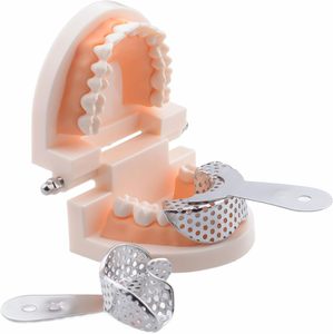 Juego Profesional de 2 Bandejas Metálicas para Impresiones Dentales |   Kit de Soporte para Dientes Superiores e Inferiores de Acero Inoxidable Estilo Anterior - Product Image 1