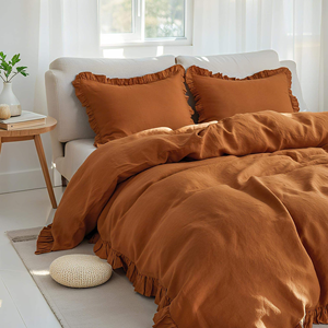 Duvet Cover Set 100% Pure French Linen Bedding for Home 5 pcs 1 Duvet Cover 1 <b>Flat</b> 1 Fitted Sheet 2 <b>pillow</b> cases Sets - Product Image 2