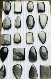 Obsidiana plateada natural al 100%, cabujón de calidad AAA, piedra preciosa suelta Trimurti Gems Rajasthan, 15-50 mm, para anillos y colgantes - Product Image 2