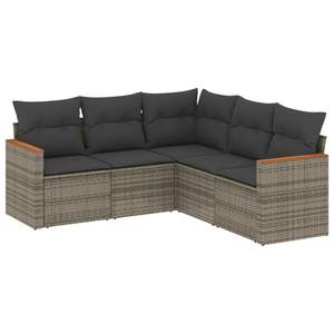 Conjunto de Sofás de Jardín de Ratán PE Gris y Acero con Recubrimiento en Polvo, Muebles de Exterior Duraderos - Product Image 2