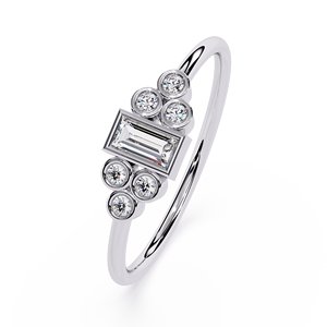 Anillo de Compromiso de Diamante Corte Esmeralda Platino con Diamantes Laterales Redondos, Estilo Clásico, Certificado GIA, para Mujer - Product Image 2