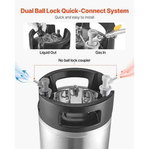 Fusto Corny da 5 Galloni con Chiusura a Sfera in Acciaio Inox SUS304 per Cold Brew, con Doppie Maniglie in Gomma e Fondo Rinforzato in Gomma per Attrezzature di Birrificazione - Product Image 3