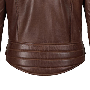 Real Leather Trucker Jacket <b>Men</b> Western Style Snap Button Chest Pockets Brown Tan OEM Wholesale Factory Direct - Product Image 3