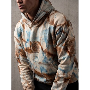Sweat à capuche tie-dye pour homme, coupe oversize, streetwear décontracté, molleton de coton, manches longues, logo personnalisé OEM ODM - Product Image 5