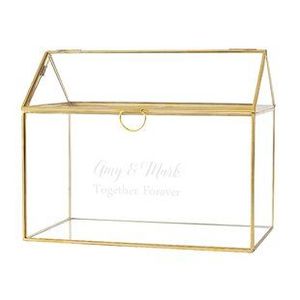 Boîte de rangement en verre avec couvercle et cadre doré pour organiser les bijoux - Product Image 2