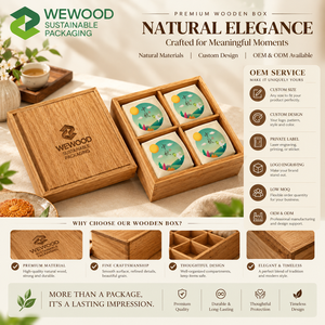 Caja de Regalo Premium de Madera para Pasteles Lunares con Compartimentos Personalizados |   Embalaje de Madera Reutilizable y Ecológico - Product Image 1