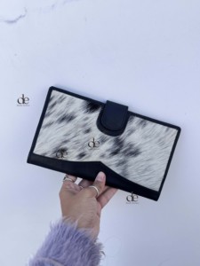 Portefeuille de grande taille en cuir de fourrure de vachette pour femmes sac à main en cuir véritable pochette porte-cartes motif occidental portefeuille en gros - Product Image 5