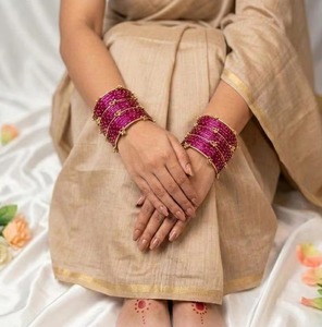 Bracelets en verre kashmiri rose vif tendance avec perles taille émeraude, couleurs personnalisées, bijoux d'anniversaire - Product Image 4