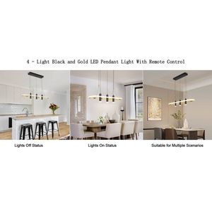 Lampadario a Sospensione LED Dimmerabile Javeriah a 4 Luci Nero/Oro, Lampada Elegante per Arredamento Casa (Lampadina Non Inclusa) - Product Image 4