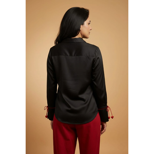 HEART DROP Camisa Elegante de Satén Giza Negra para Mujer, Tela Suave Premium, Ropa Casual Diaria para Dama, Fabricante - Product Image 4