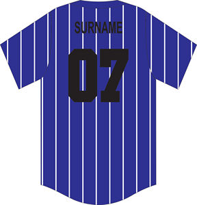 Camiseta de Béisbol Personalizada Azul para Hombre, Manga Corta, Cuello Redondo, 100% Poliéster, 180g, Secado Rápido, Impresión por Sublimación, Nombre del Club, Adultos - Product Image 3
