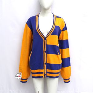 Logos brodés sur des pulls à col en V de haute qualité pour les sororités/fraternités/écoles/collèges/universités, logos sur des cardigans tricotés. - Product Image 1