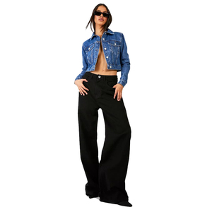 Pantalones vaqueros de mezclilla de corte relajado para mujer, de cintura alta, de algodón, estilo casual urbano, venta al por mayor de fábrica, pantalones vaqueros ajustados - Product Image 2