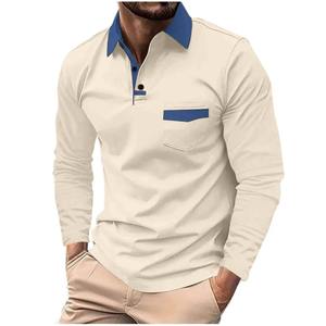 Camisa Casual de Manga Larga para Hombre, Transpirable, de Secado Rápido, Antiarrugas, de Color Sólido, Talla Grande, con Bolsillos, Logotipo Personalizado - Product Image 3