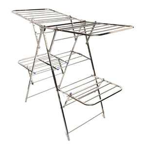 Séchoir à linge en acier inoxydable en forme de papillon, support portable multi-niveaux, Hari Krushna, support de sol robuste pour cuisine - Product Image 1