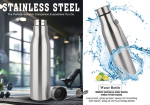1000ml Lightweight Stainless Steel Vacuum Insulated <b>Water</b> <b>Bottle</b> with Premium Design Flip Lid Reusable for Office & Travel - Product Image 4
