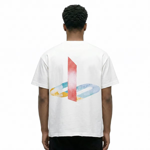 <b>Men's</b> <b>White</b> Short Sleeve T-Shirt With Geometric Print Back Design Regular Fit O-Neck Casual Style - Product Image 3