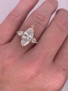 Lab Grown 2.01 CT Marquise Cut Diamond Three Stone <b>Ring</b> in 14k Solid Gold Solitaire Fine Gift For Women's Wedding Promise Charm - Product Image 6