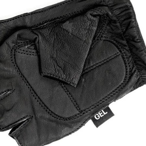 Gants de moto et de fitness en cuir de vachette noir élite, demi-doigts, avec fermeture sécurisée au poignet, haute qualité, personnalisables - Product Image 3