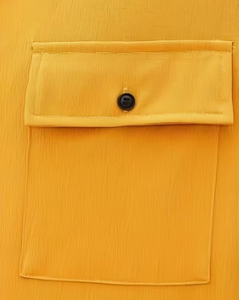 Men's Solid Color Short Sleeve Shirt Shorts Set Breathable Woven Casual Summer Wear Yellow Drawstring Pants Outfit - Product Image 6