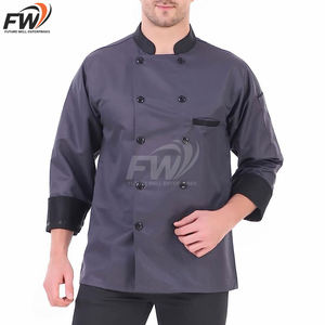 Uniforme de Restaurante Personalizado con Logotipo Bordado y 4 Banderas, Diseños de Uniformes de Restaurante Personalizados de Manga Larga, Uniformes de Chef Unisex - Product Image 2