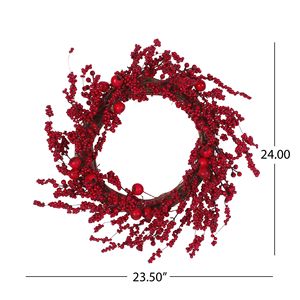 Ghirlanda di bacche miste da 23,5 pollici, ghirlanda natalizia rossa per decorazioni interne ed esterne - Product Image 5