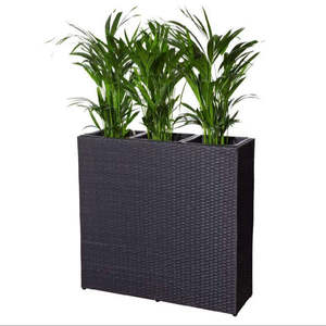 Jardinière d'extérieur en rotin PE avec trois pots amovibles - Product Image 1