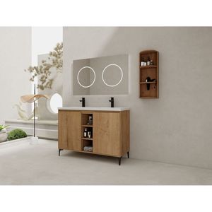 Mobile bagno freestanding da 48 pollici con doppio lavabo, ante soft close, 00612IMO 07148IMOX, con ripiano portaoggetti (KD) - Product Image 4